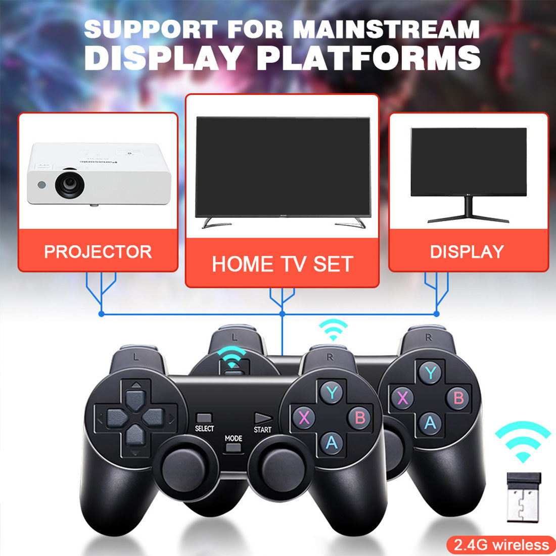 X2 4K HD Arcade Game Stick & 2.4G Dual Wireless Controllers - Mechdiy