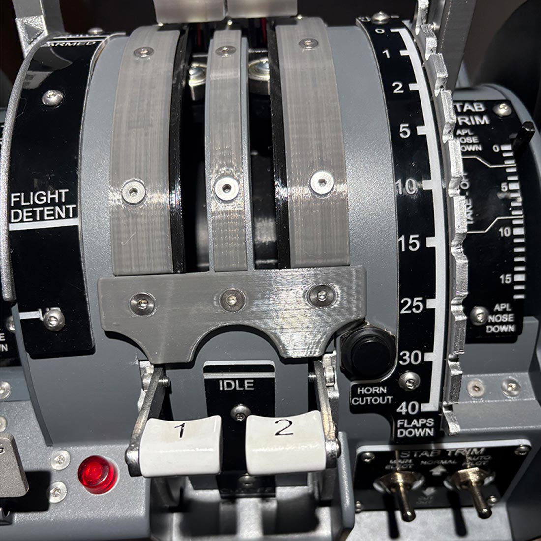 1/1 Scale 3D Printed 737 Throttle Quadrant with Motorized Force Feedback