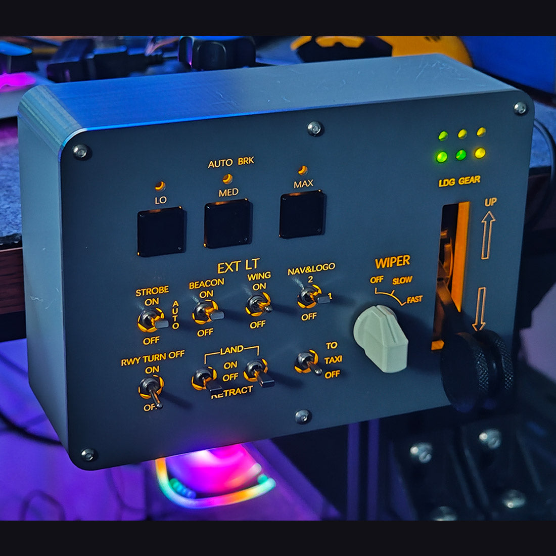 microsoft flight sim gear Mechdiy 1:1 Scale Landing Gear & Lights Panel - Backlit Flight Sim Controller for MSFS 2020 - PC Hardware Compatible with Fenix A320