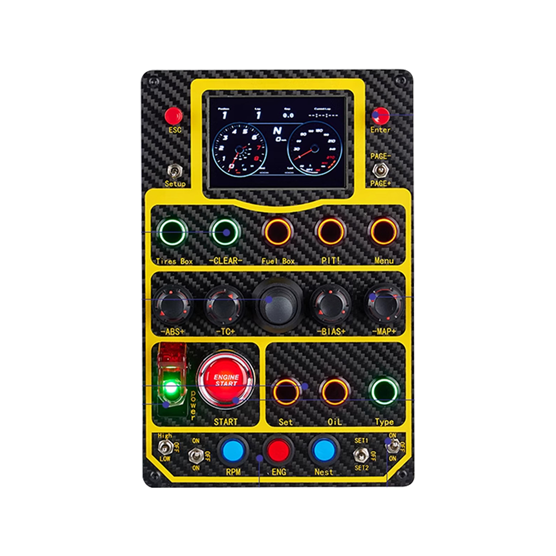 3.5-Inch LCD Backlit Control Box for Mainstream Windows Racing Simulators