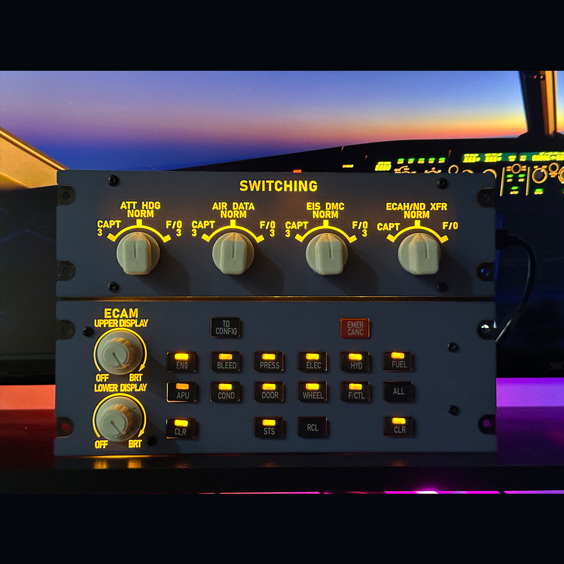 Rowsfire A109 A320 ECAM Panel: 1:1 Scale Backlit Cockpit Module w/ Custom PCB - Compatible Fenix/FBW/MSFS 2020/2024