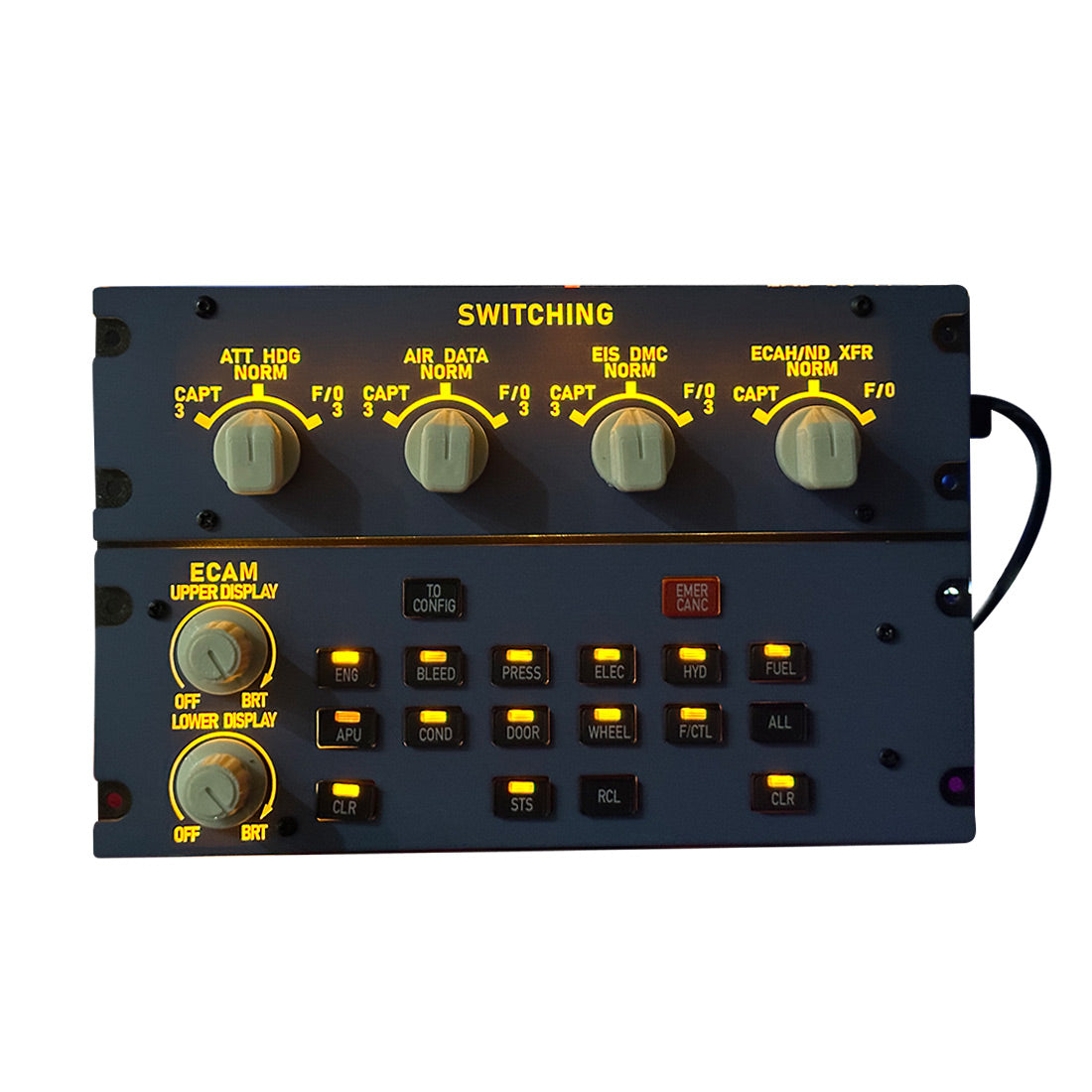 Rowsfire A109 A320 ECAM Panel: 1:1 Scale Backlit Cockpit Module w/ Custom PCB - Compatible Fenix/FBW/MSFS 2020/2024
