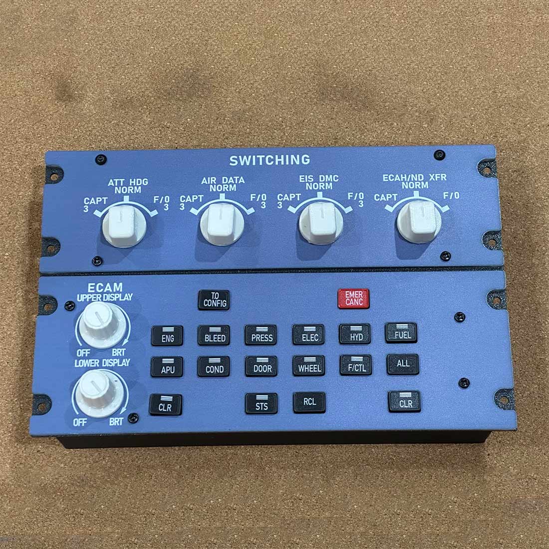 Rowsfire A109 A320 ECAM Panel: 1:1 Scale Backlit Cockpit Module w/ Custom PCB - Compatible Fenix/FBW/MSFS 2020/2024