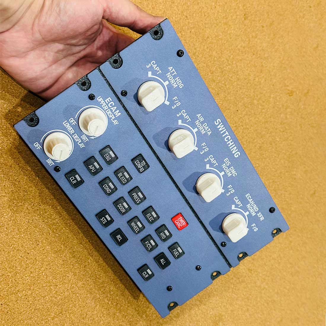 Rowsfire A109 A320 ECAM Panel: 1:1 Scale Backlit Cockpit Module w/ Custom PCB - Compatible Fenix/FBW/MSFS 2020/2024
