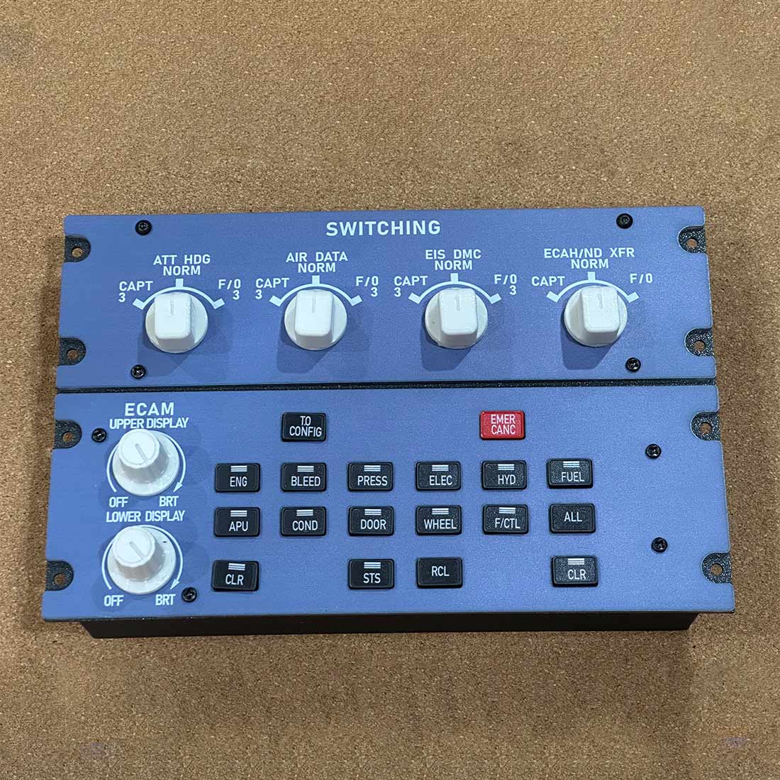 Rowsfire A109 A320 ECAM Panel: 1:1 Scale Backlit Cockpit Module w/ Custom PCB - Compatible Fenix/FBW/MSFS 2020/2024