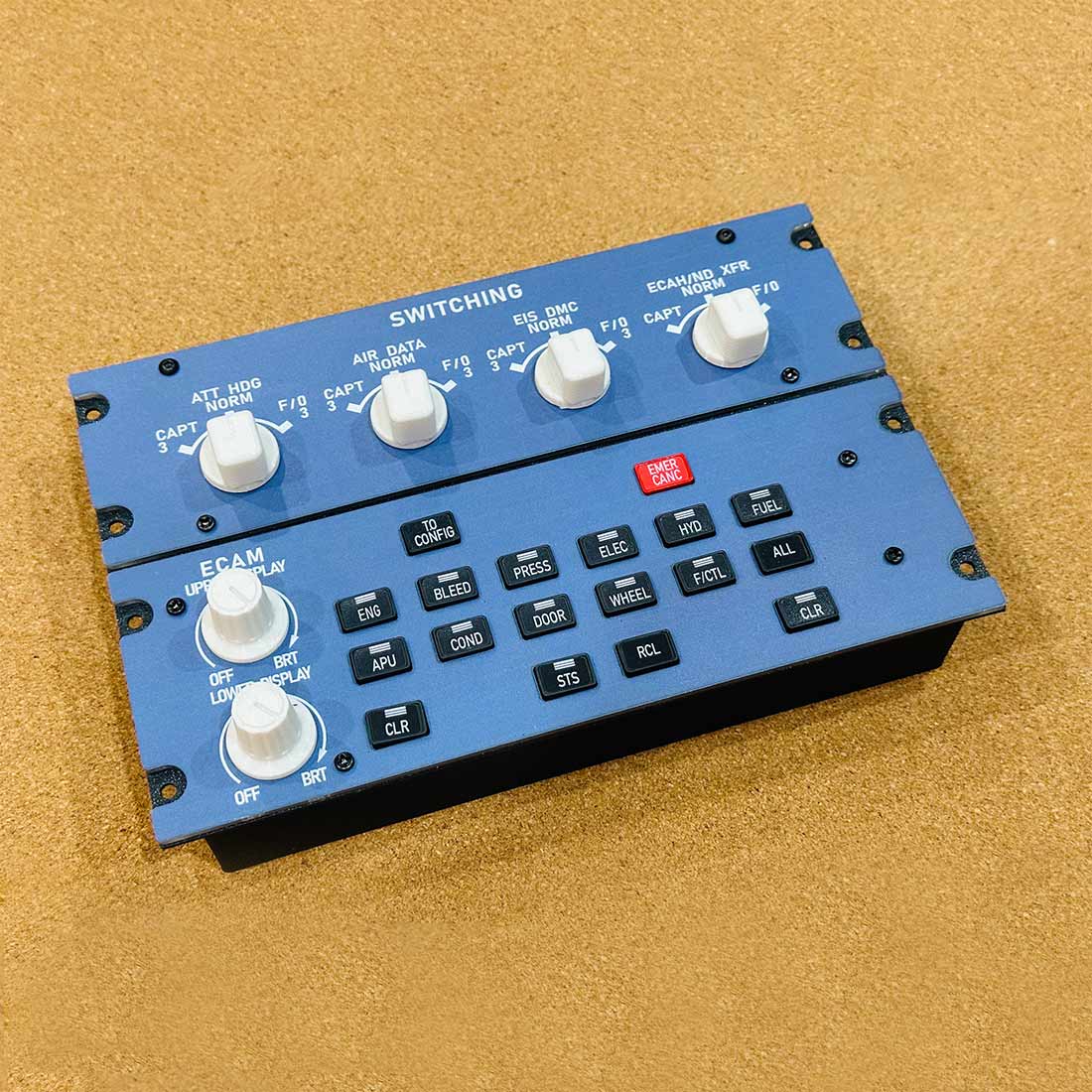 Rowsfire A109 A320 ECAM Panel: 1:1 Scale Backlit Cockpit Module w/ Custom PCB - Compatible Fenix/FBW/MSFS 2020/2024