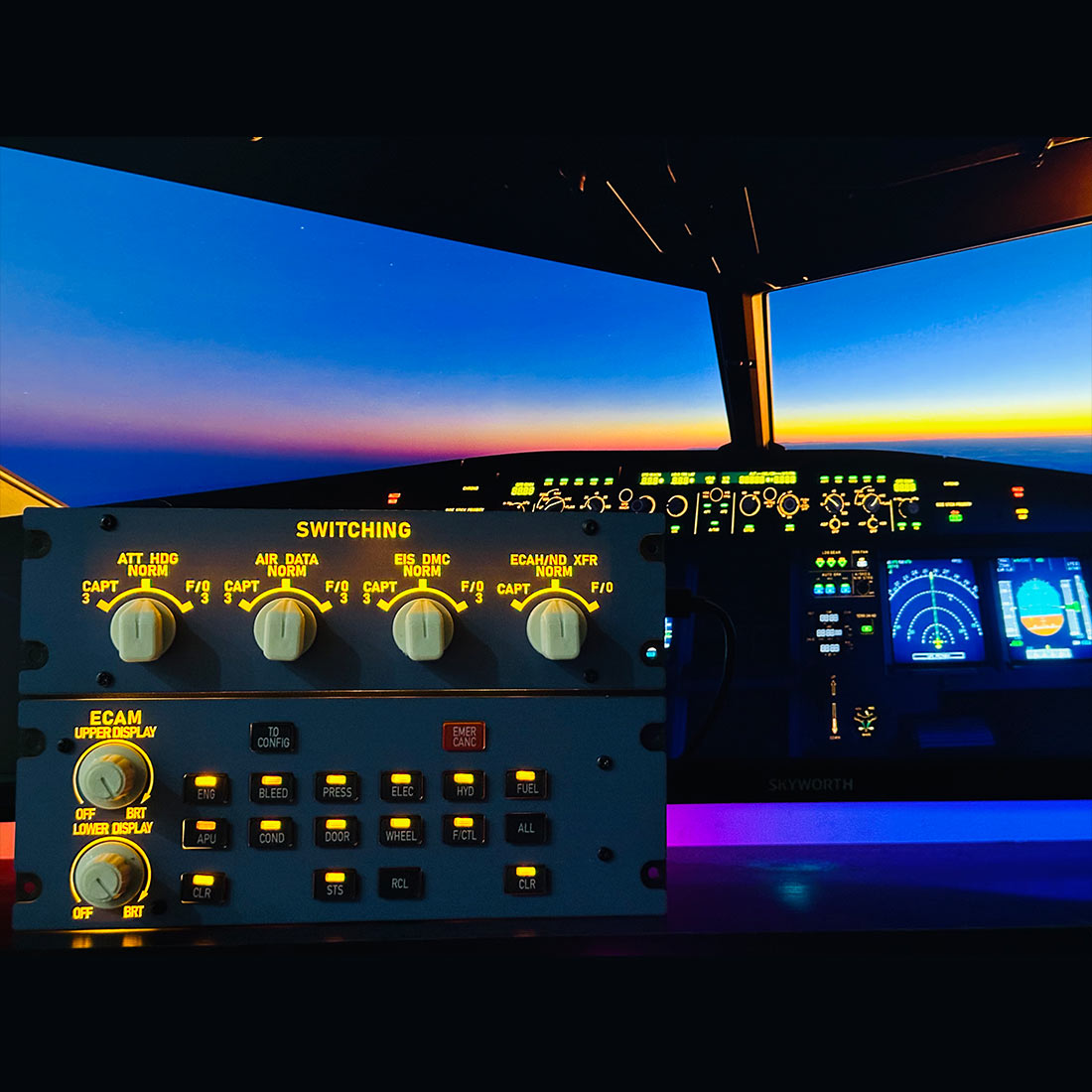 Rowsfire A109 A320 ECAM Panel: 1:1 Scale Backlit Cockpit Module w/ Custom PCB - Compatible Fenix/FBW/MSFS 2020/2024