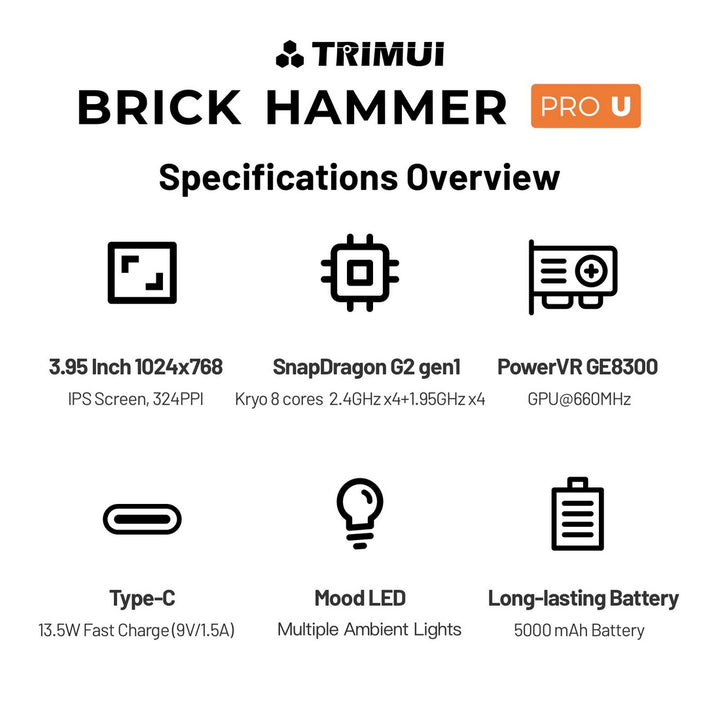 TRIMUI BRICK PRO / U HAMMER Handheld Game Console - 3.95-Inch - Mechdiy