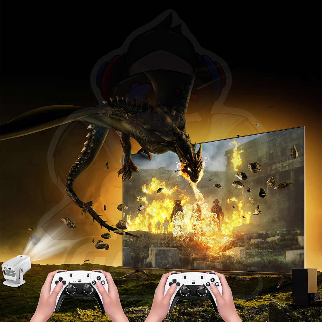 1080P 2-in-1 Projector Game Console