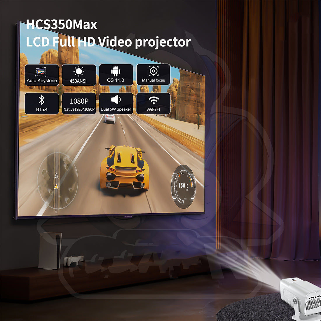1080P 2-in-1 Projector Game Console (Voice Control )