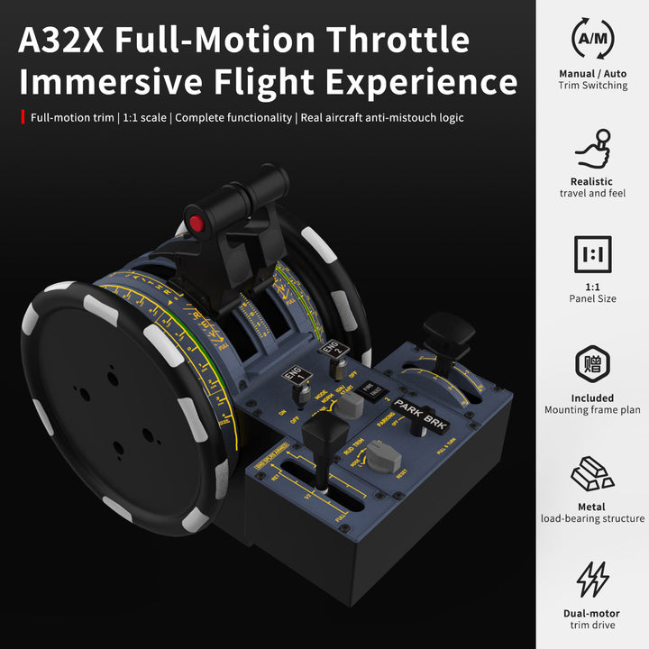Hoowalt D107 A320/A310/A190 Motorized Throttle-Quadrant for Flight Sim - Backlit Edition - Mechdiy