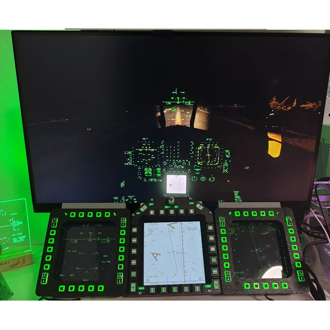 5-Inch 2K 24-Key Fighter Jet MFD-Panel for PC Flight Sims