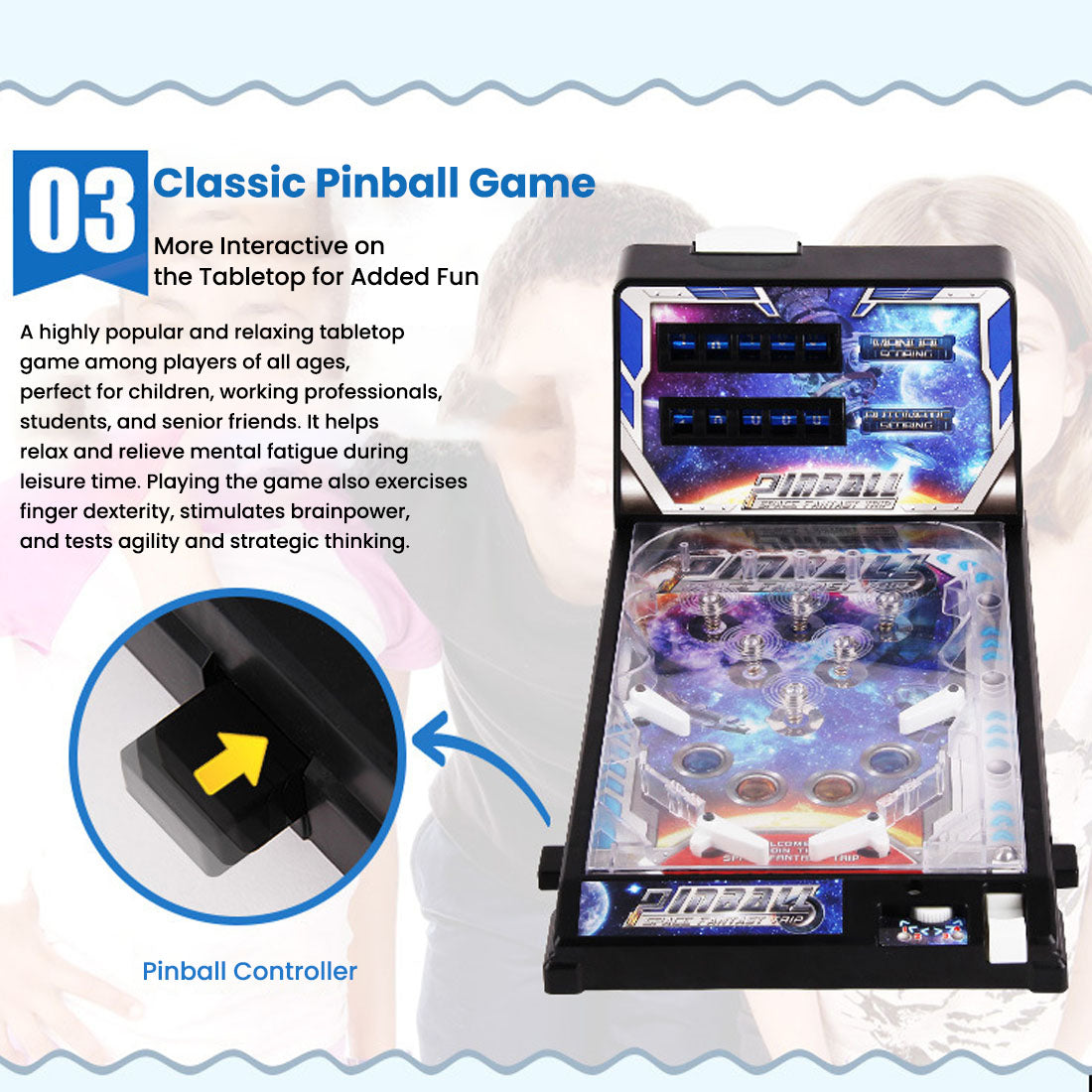 Mini Pinball Game Machine Desktop Ball Shooting Toy - Mechdiy