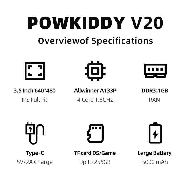 Powkiddy V20 Retro Handheld Game Console