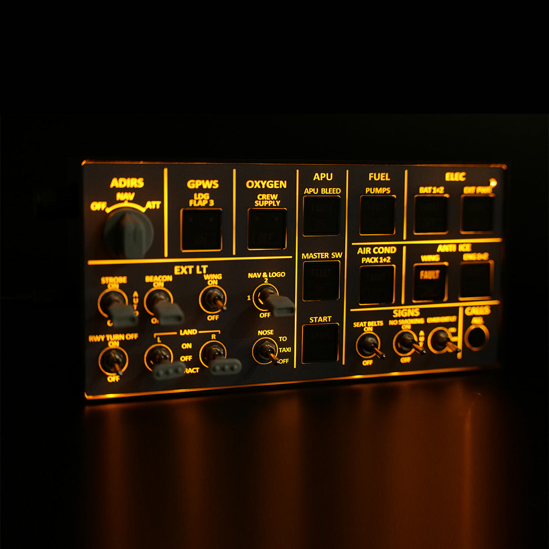 Rowsfire A106 pro A320 pro Light Overhead Panel (OVH) - Backlit+Metal Houseing+Tactile Switches Edition - Mechdiy