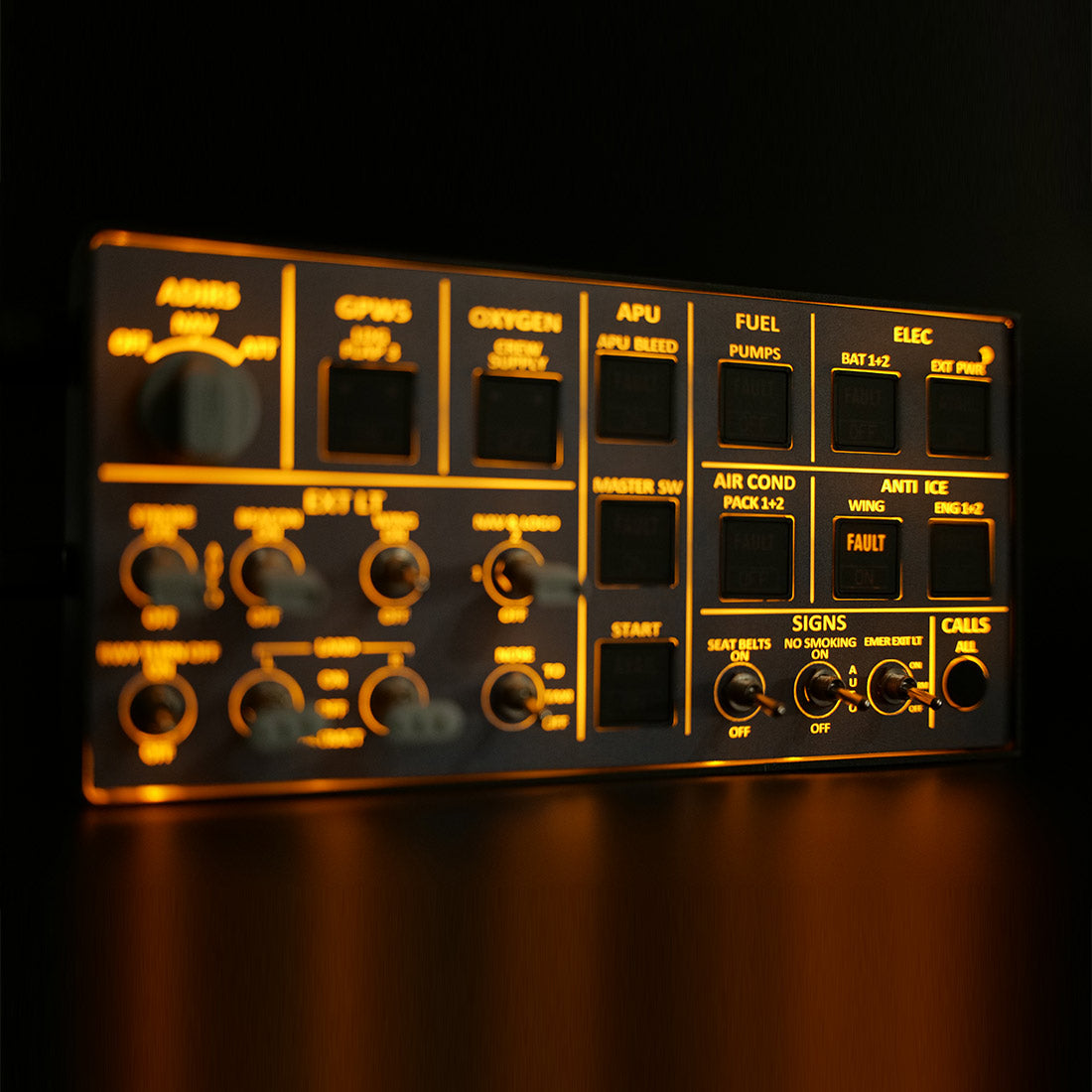 Rowsfire A106 pro A320 pro Light Overhead Panel (OVH) - Backlit+Metal Houseing+Tactile Switches Edition - Mechdiy