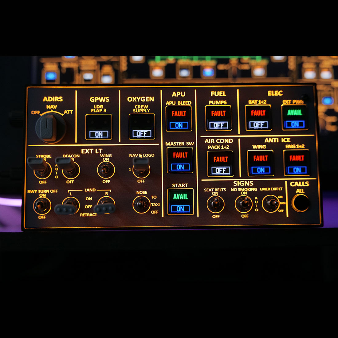 Rowsfire A106 pro A320 pro Light Overhead Panel (OVH) - Backlit+Metal Houseing+Tactile Switches Edition - Mechdiy
