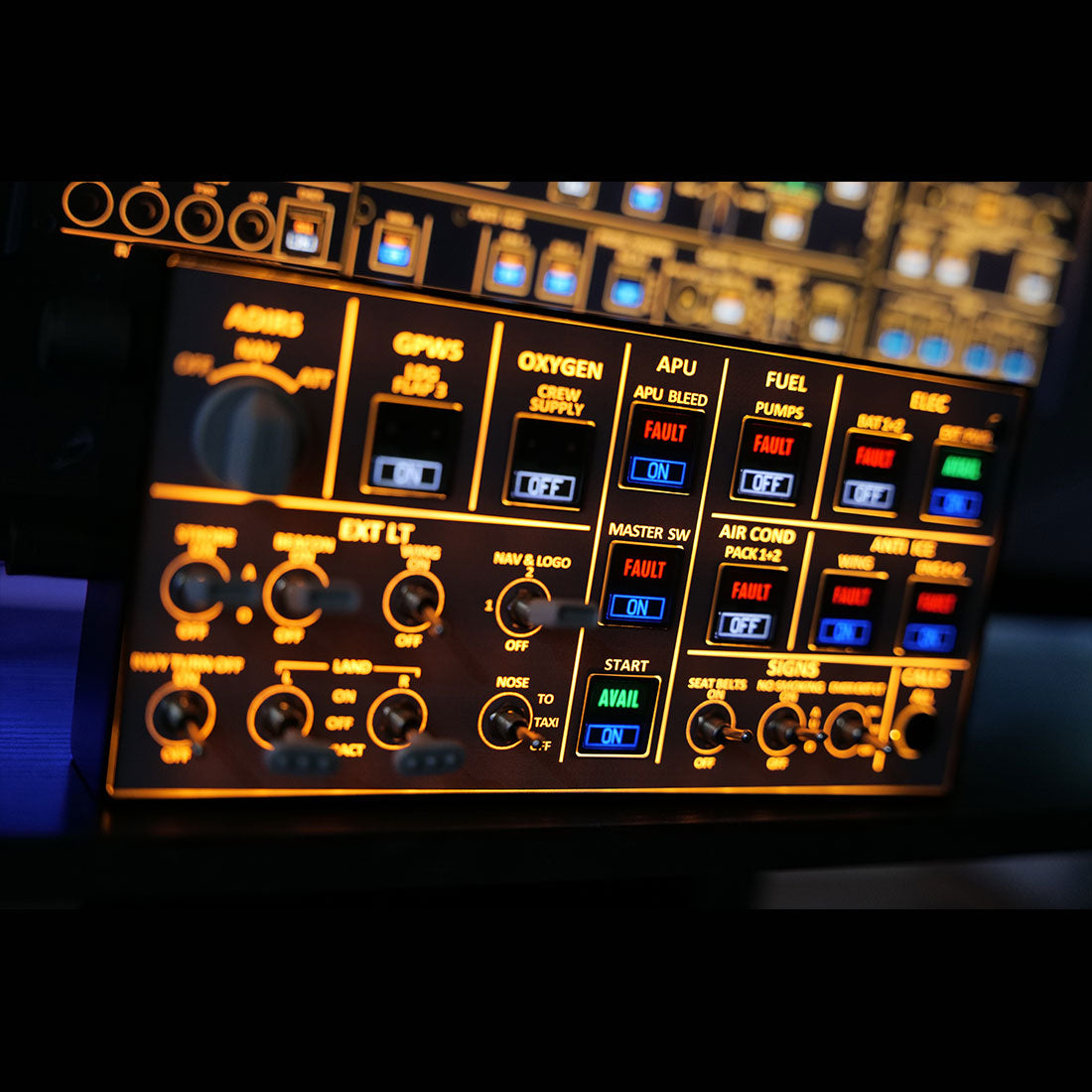 Rowsfire A106 pro A320 pro Light Overhead Panel (OVH) - Backlit+Metal Houseing+Tactile Switches Edition - Mechdiy