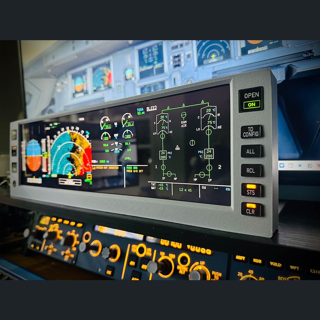 Rowsfire A108 A320/A350/A380 PFD ND ECAM EWD 4-in-1 Flight Display Panel