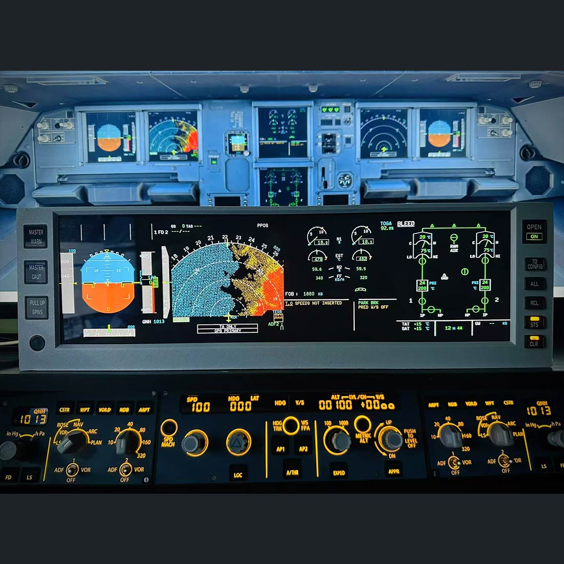 Rowsfire A108 A320/A350/A380 PFD ND ECAM EWD 4-in-1 Flight Display Panel