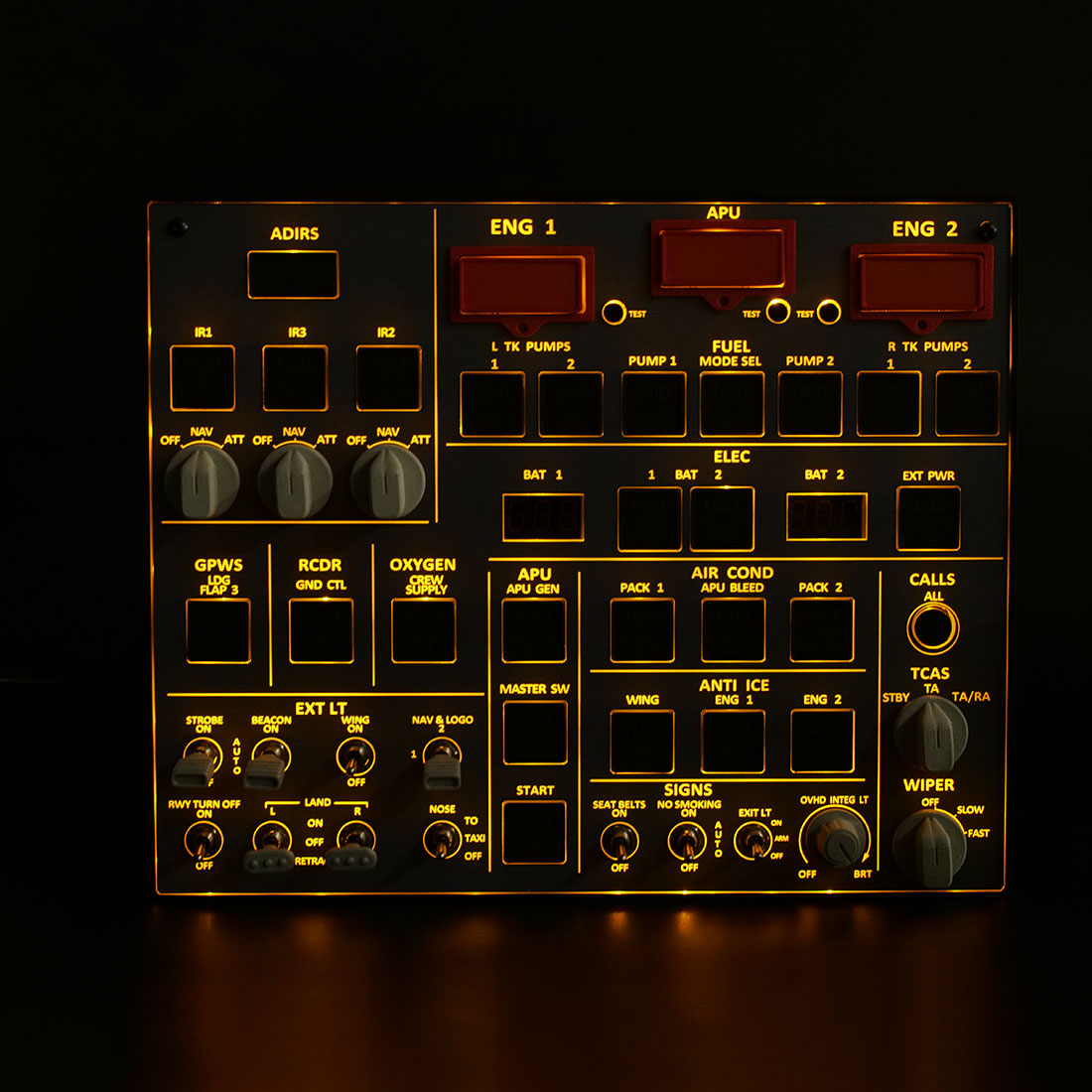 Rowsfire A107 A320pro/A320 MAX Light Overhead Panel (OVH) -Backlit+Metal Houseing+Tactile Switches Edition - Mechdiy