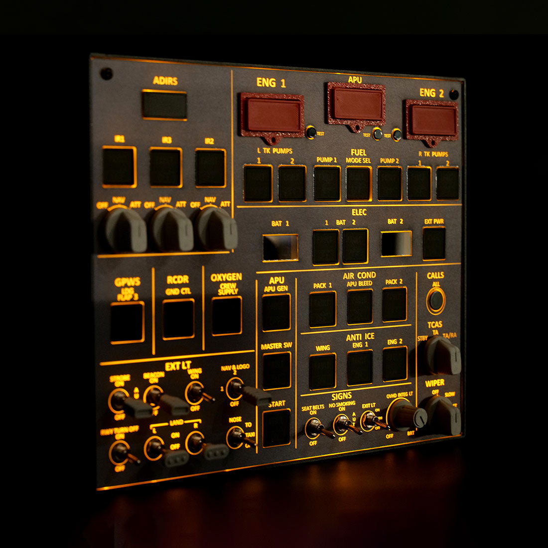 Rowsfire A107 A320pro/A320 MAX Light Overhead Panel (OVH) -Backlit+Metal Houseing+Tactile Switches Edition - Mechdiy