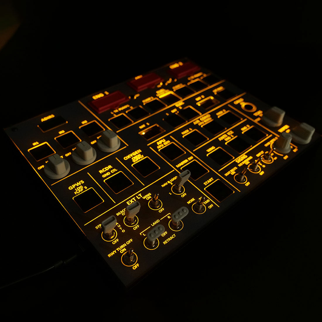Rowsfire A107 A320pro/A320 MAX Light Overhead Panel (OVH) -Backlit+Metal Houseing+Tactile Switches Edition - Mechdiy