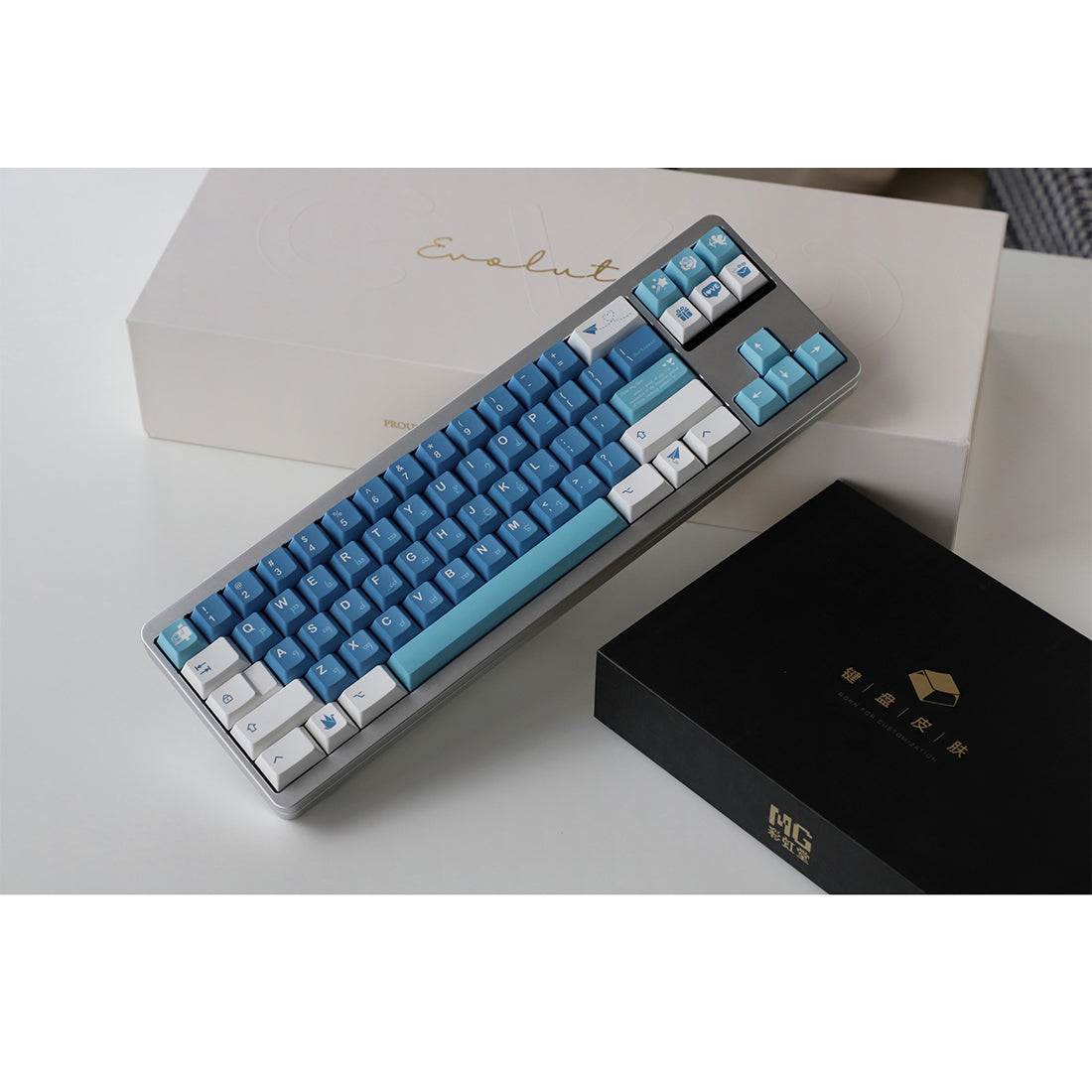 Sea Mist Romantic Letter 5-Side Dye-Sub PBT Keycap Set for Mechanical Keyboards