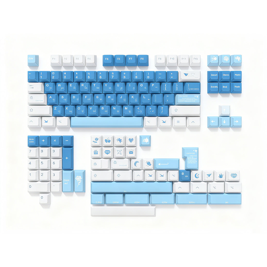Sea Mist Romantic Letter 5-Side Dye-Sub PBT Keycap Set for Mechanical Keyboards