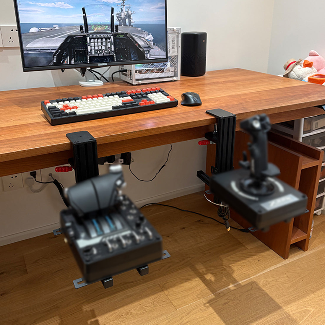 Flight Sim Joystick & Throttle Desk Mount: Heavy-Duty Aluminum Clamp w/ Dual Bases - Fits WinWing/Thrustmaster/VIRPL (Max 20kg Load)