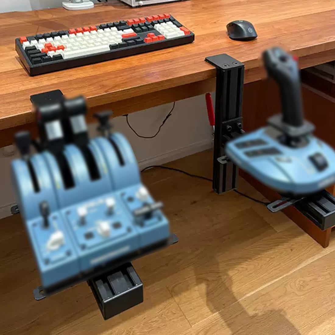 Flight Sim Joystick & Throttle Desk Mount: Heavy-Duty Aluminum Clamp w/ Dual Bases - Fits WinWing/Thrustmaster/VIRPL (Max 20kg Load)