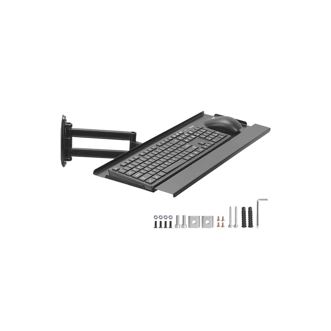 Wall-Mounted Adjustable Sim Racing Keyboard & Mouse Tray(Aluminum Arm Frame) - Mechdiy