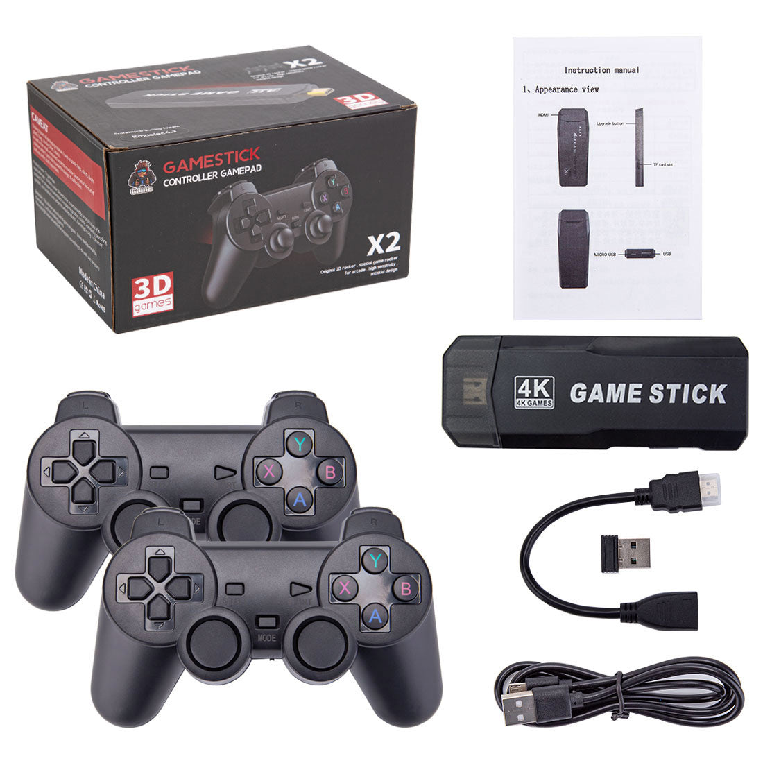 Pc Dual Controllers X2 4K HD Arcade Game Stick & 2.4G Dual Wireless Controllers | Mechdiy